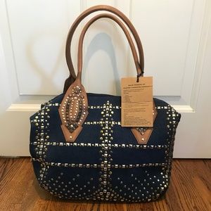 Clever Carriage Company Demin Studded Handbag